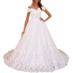 HEULORIA Princess Ball Gown Wedding Dress plus size off shoulder robe de mariee shinny sequined lace Wedding bride dress