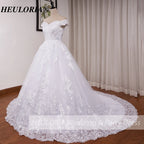 HEULORIA Princess Ball Gown Wedding Dress plus size off shoulder robe de mariee shinny sequined lace Wedding bride dress BA-1227