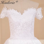 HEULORIA Princess Ball Gown Wedding Dress plus size off shoulder robe de mariee shinny sequined lace Wedding bride dress BA-603