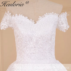 HEULORIA Princess Ball Gown Wedding Dress plus size off shoulder robe de mariee shinny sequined lace Wedding bride dress BA-603A