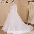 HEULORIA Princess Wedding Dress long sleeve lace beading robe de mariee Wedding Bridal Gown ball gown wedding dress plus size BA-617