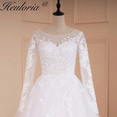 HEULORIA princesse robe de mariée à manches longues chérie grande taille robe de mariée dentelle perles robe de mariée court train 