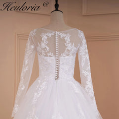 HEULORIA princesse robe de mariée à manches longues chérie grande taille robe de mariée dentelle perles robe de mariée court train 