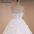 HEULORIA Princess Wedding Dress off shoulder bride dress  plus size robe de mariee 3D floral Lace Wedding Bridal Gown BA-521A
