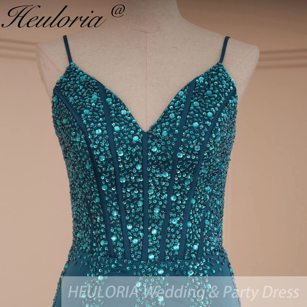 HEULORIA Sweetheart Lace Beading Mermaid Evening Dresses Long Formal Prom Dresses