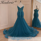 HEULORIA Sweetheart Lace Beading Mermaid Evening Dresses Long Formal Prom Dresses