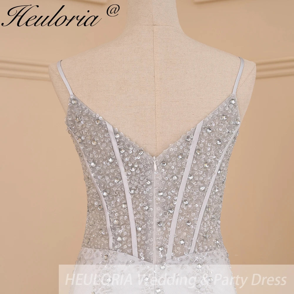 HEULORIA Sweetheart Lace Beading Mermaid Evening Dresses Long Formal Prom Dresses