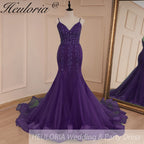 HEULORIA Sweetheart Lace Beading Mermaid Evening Dresses Long Formal Prom Dresses