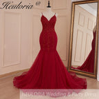 HEULORIA Sweetheart Lace Beading Mermaid Evening Dresses Long Formal Prom Dresses