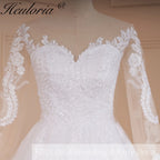 HEULORIA vestido de novia Vintage de manga larga con Apliques de encaje vestido de novia princesa bata de mariee tren de corte 