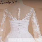 HEULORIA vestido de novia Vintage de manga larga con Apliques de encaje vestido de novia princesa bata de mariee tren de corte 