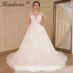 HEULORIA Wedding dress V neck lace shinny Wedding gown Princess bridal gown Robe De Mariee Wedding Bride Dress AL-561A