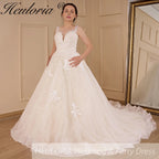 HEULORIA Wedding dress V neck lace shinny Wedding gown Princess bridal gown Robe De Mariee Wedding Bride Dress AL-561A