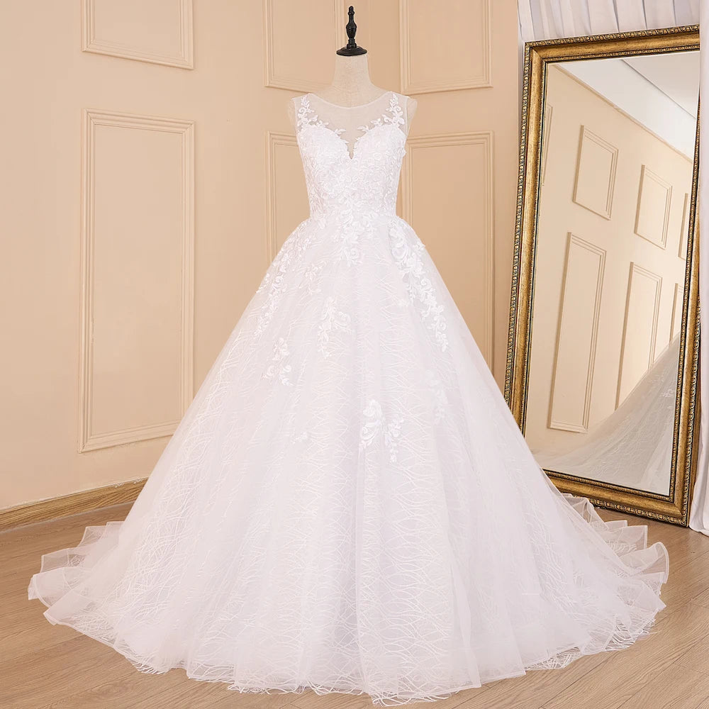 HEULORIA Wedding dress V neck lace shinny Wedding gown Princess bridal gown Robe De Mariee Wedding Bride Dress AL-561A
