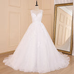HEULORIA Wedding dress V neck lace shinny Wedding gown Princess bridal gown Robe De Mariee Wedding Bride Dress AL-561A