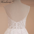 HEULORIA A-line Sweetheart Court Train Lace Tulle Wedding Dress With Sequins AL-541
