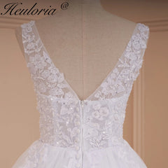 HEULORIA elegante vestido De novia línea A cuello en V apliques De encaje vestido De novia bata De novia vestido De novia 
