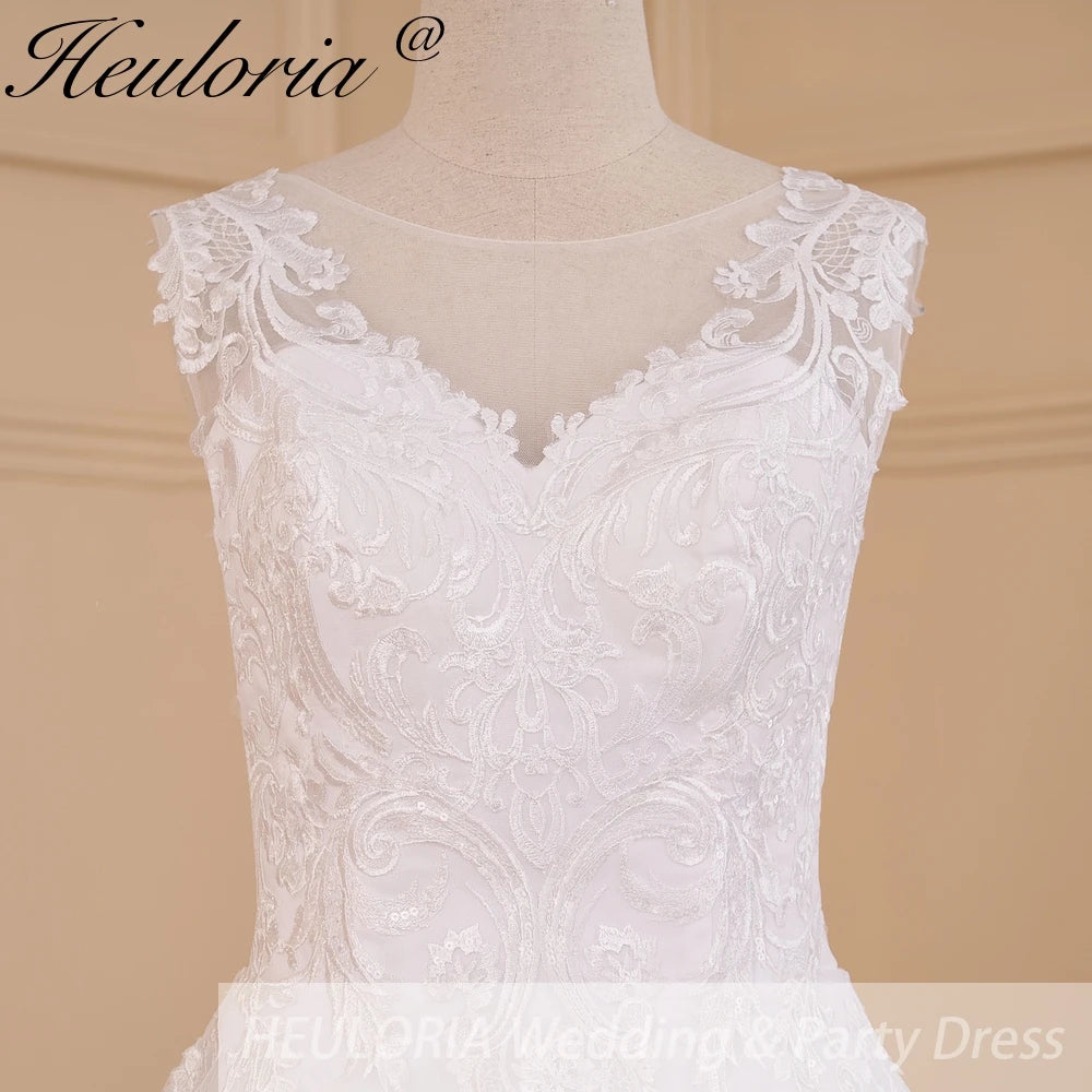 HEULORIA A-line Court Train Tulle Lace Wedding Dress With Sequins AL-614