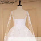 HEULORIA A-line long sleeve Court Train Lace Wedding Dress With Sequins AL-692