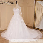 HEULORIA A-line long sleeve Court Train Lace Wedding Dress With Sequins AL-692