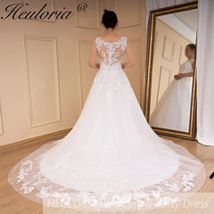 HEULORIA A-line Court Train Tulle Lace Wedding Dress With Sequins