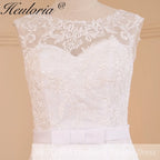 HEULORIA elegant Mermaid Wedding Dresses O neck lace applique Bride dres Robe de mariage customize ME-619