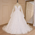HEULORIA elegant Wedding Dress off shoulder puff sleeve A Line bride dress robe de mariee 3D floral  Bridal Gown BA-637