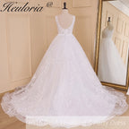 HEULORIA elegant ball gown princess wedding dress V neck lace applique bride dress Robe De Mariee Wedding gown BA-736