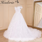 HEULORIA elegant ball gown princess wedding dress off shoulder lace beading bride dress Robe De Mariee Wedding gown BA-600