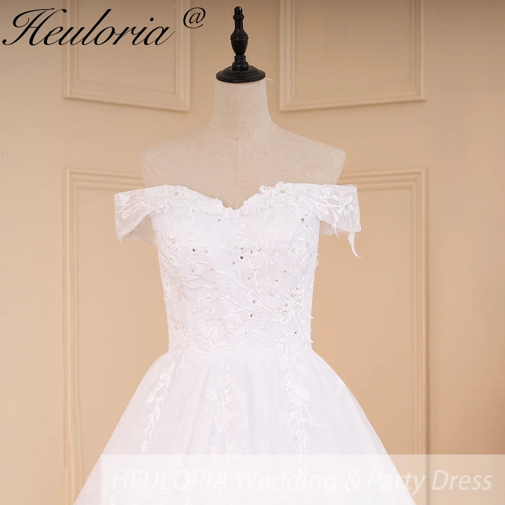 HEULORIA elegant ball gown princess wedding dress off shoulder lace beading bride dress Robe De Mariee Wedding gown BA-600