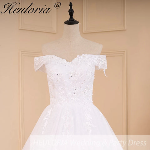 HEULORIA elegant ball gown princess wedding dress off shoulder lace beading bride dress Robe De Mariee Wedding gown