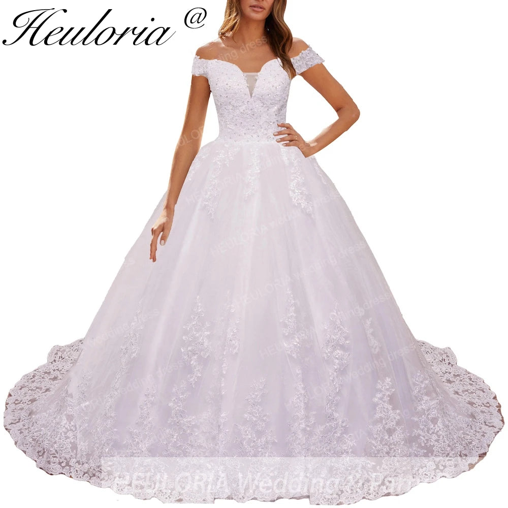HEULORIA elegant lace wedding dress off shoulder Princess lace beading ball gown bride dress Robe De Mariee Wedding gown BA-0820 Imagen principal del producto