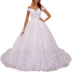 HEULORIA elegant lace wedding dress off shoulder Princess lace beading ball gown bride dress Robe De Mariee Wedding gown BA-0820