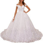 HEULORIA elegant lace wedding dress off shoulder Princess lace beading ball gown bride dress Robe De Mariee Wedding gown BA-0820