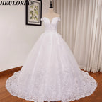 HEULORIA elegant lace wedding dress off shoulder Princess lace beading ball gown bride dress Robe De Mariee Wedding gown BA-0820
