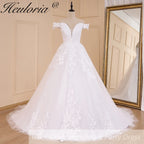 HEULORIA elegant off shoulder wedding dress lace Princess bridal dress Robe De Mariee Wedding Bride Dress BA-598