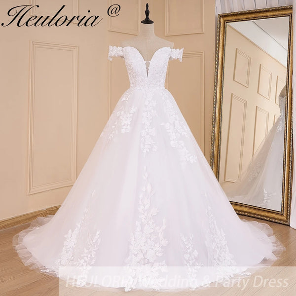 HEULORIA elegante vestido De novia con hombros descubiertos vestido De novia De princesa vestido De novia De novia 