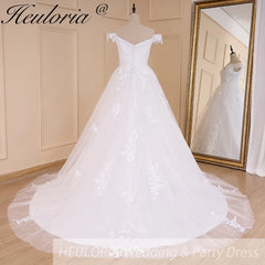HEULORIA elegant off shoulder wedding dress lace Princess bridal dress Robe De Mariee Wedding Bride Dress