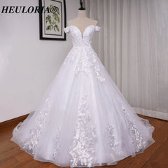 HEULORIA elegant off shoulder wedding dress lace Princess bridal dress Robe De Mariee Wedding Bride Dress BA-8197