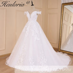 HEULORIA elegant off shoulder wedding dress lace Princess bridal dress Robe De Mariee Wedding Bride Dress