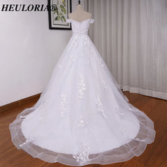 HEULORIA elegant off shoulder wedding dress lace Princess bridal dress Robe De Mariee Wedding Bride Dress BA-8197