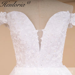 HEULORIA elegant off shoulder wedding dress lace Princess bridal dress Robe De Mariee Wedding Bride Dress