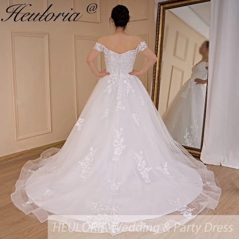 HEULORIA elegant off shoulder wedding dress lace Princess bridal dress Robe De Mariee Wedding Bride Dress
