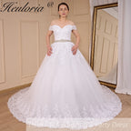 HEULORIA elegant princess wedding dress off shoulder crystal beading  lace up bride dress Robe De Mariee Wedding gown BA-789