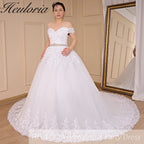 HEULORIA elegant princess wedding dress off shoulder crystal beading  lace up bride dress Robe De Mariee Wedding gown BA-789