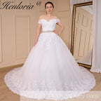 HEULORIA elegant princess wedding dress off shoulder crystal beading  lace up bride dress Robe De Mariee Wedding gown BA-789