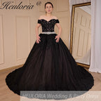 HEULORIA elegant princess wedding dress off shoulder crystal beading  lace up bride dress Robe De Mariee Wedding gown BA-789
