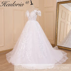 HEULORIA elegant princess wedding dress off shoulder crystal beading tissel lace up bride dress Robe De Mariee Wedding gown BA-602