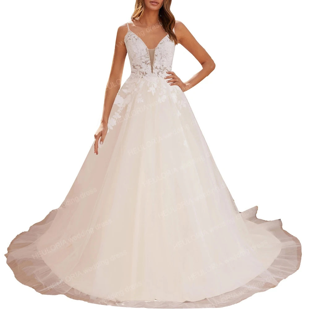 HEULORIA elegant wedding dress A line lace bride dress Robe De Mariee Wedding Bride Dress AL-787