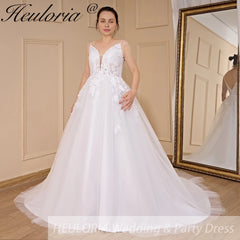 HEULORIA elegant wedding dress A line lace bride dress Robe De Mariee Wedding Bride Dress AL-787